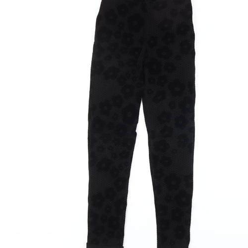 Topshop Women's Black Floral Leggings Size 6