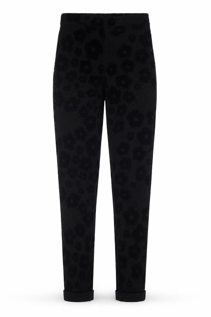 Front view of Topshop Women's Black Floral Leggings, size 6