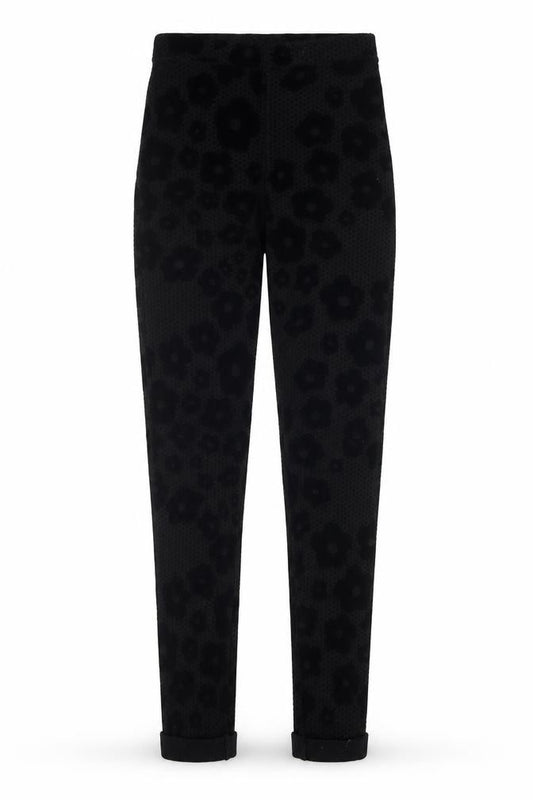 Front view of Topshop Women's Black Floral Leggings, size 6