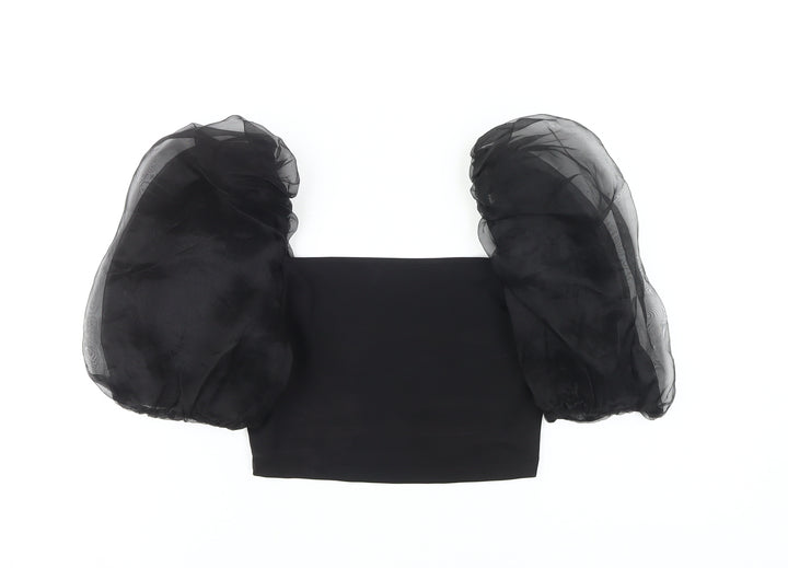 ASOS DESIGN Women's Black Cropped Balloon Sleeve Top