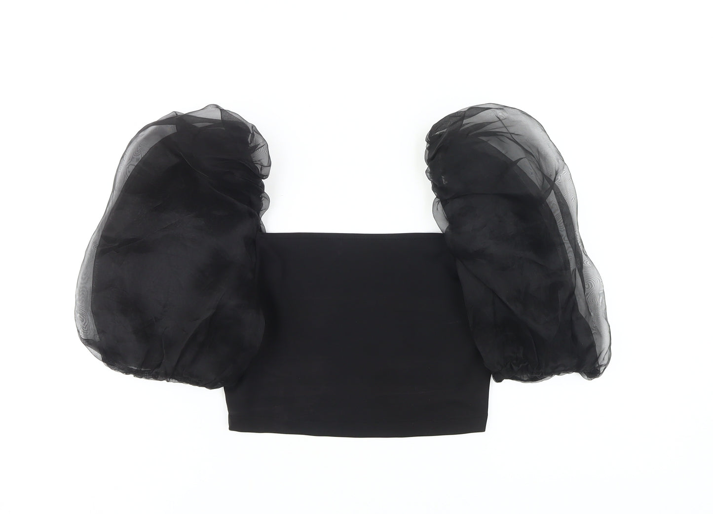 ASOS DESIGN Women's Black Cropped Balloon Sleeve Top