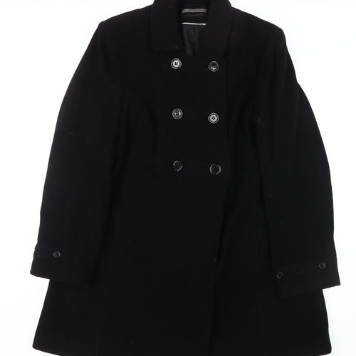 BHS Women's Black Wool Pea Coat, Size 20, Classic Style