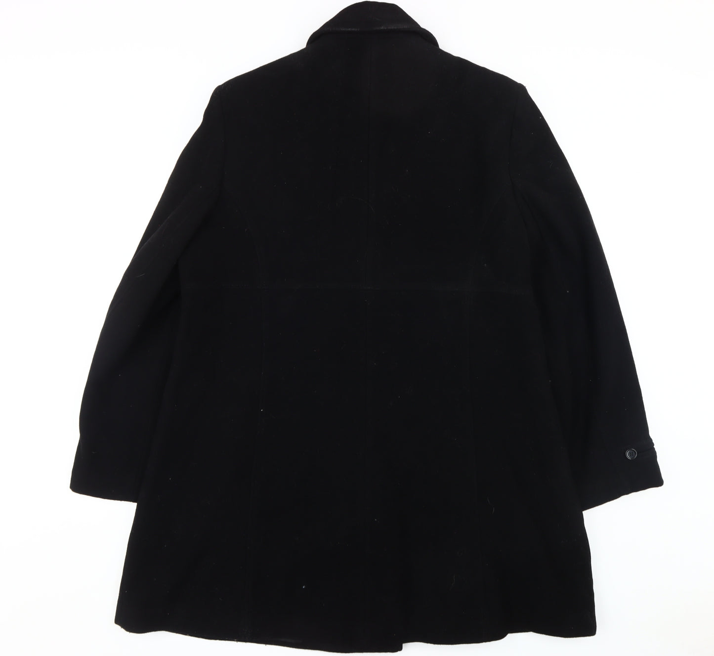 BHS Women's Black Wool Pea Coat, Size 20, Classic Style