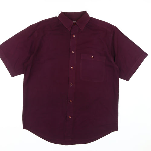 Casual Club Men's Purple Short Sleeve Button-Up Shirt M