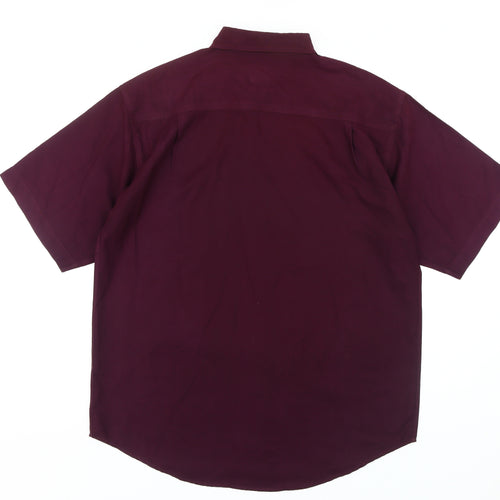 Casual Club Men's Purple Short Sleeve Button-Up Shirt M