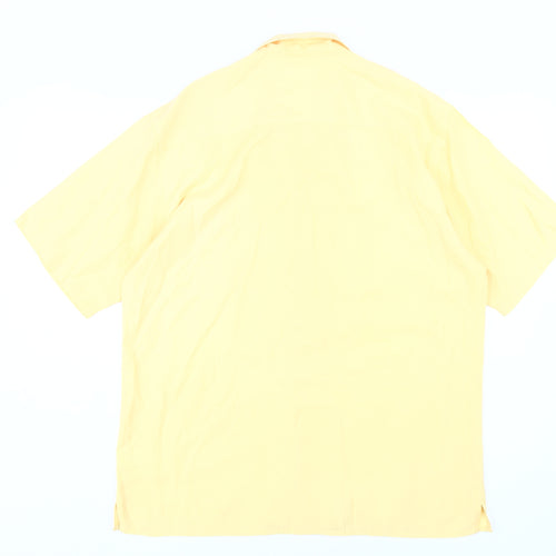 Debenhams Men's Yellow Short Sleeve Button-Up Shirt S