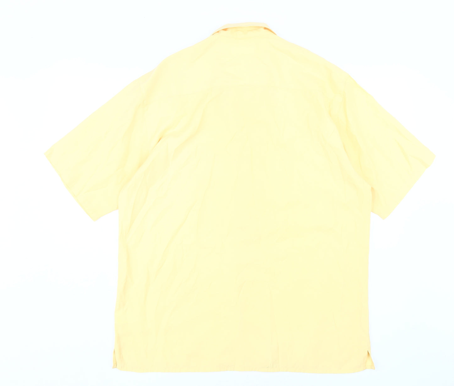 Debenhams Men's Yellow Short Sleeve Button-Up Shirt S