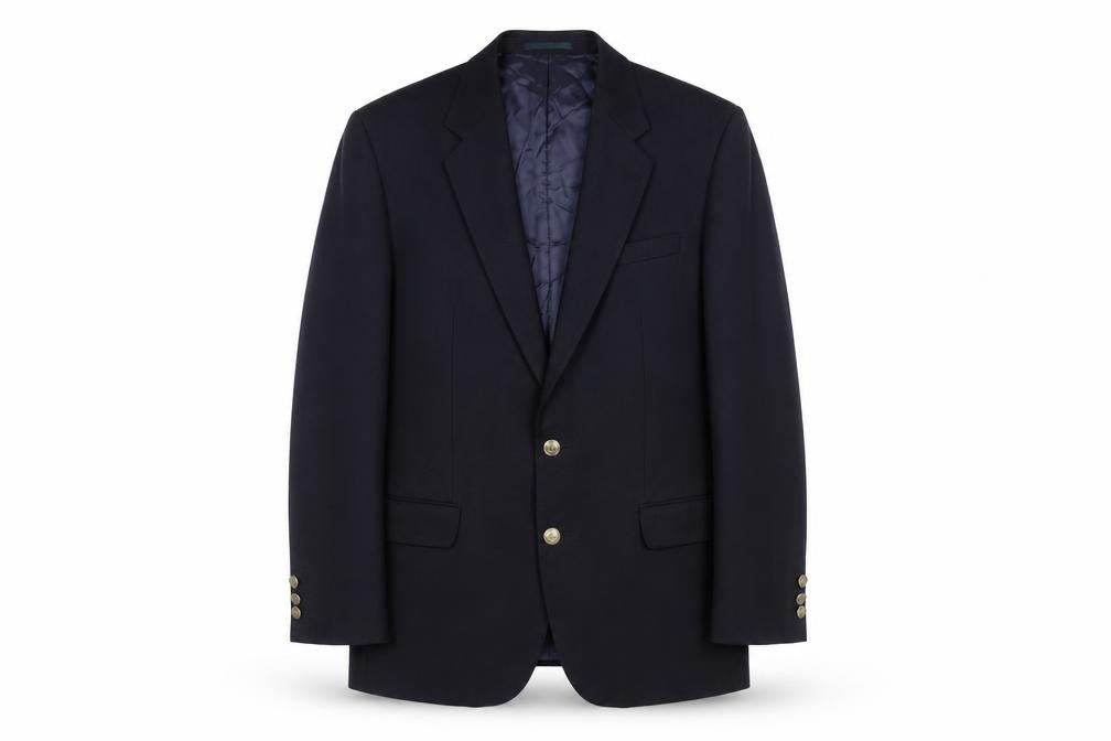 Front view of Burton Men's Blue Wool Blazer Jacket, size 40R