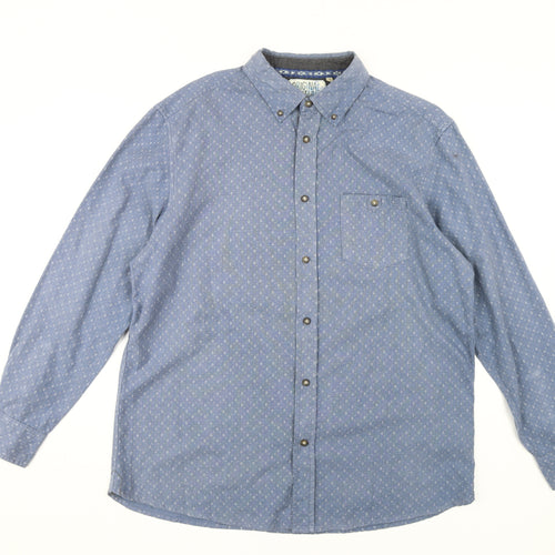 Mantaray Men's Blue Geometric Button-Up Shirt Large