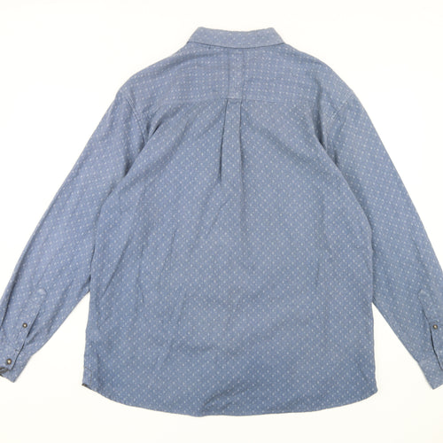 Mantaray Men's Blue Geometric Button-Up Shirt Large
