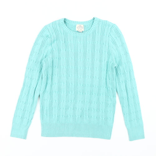 St John's Bay Women's Blue Cable-Knit Pullover Jumper - M