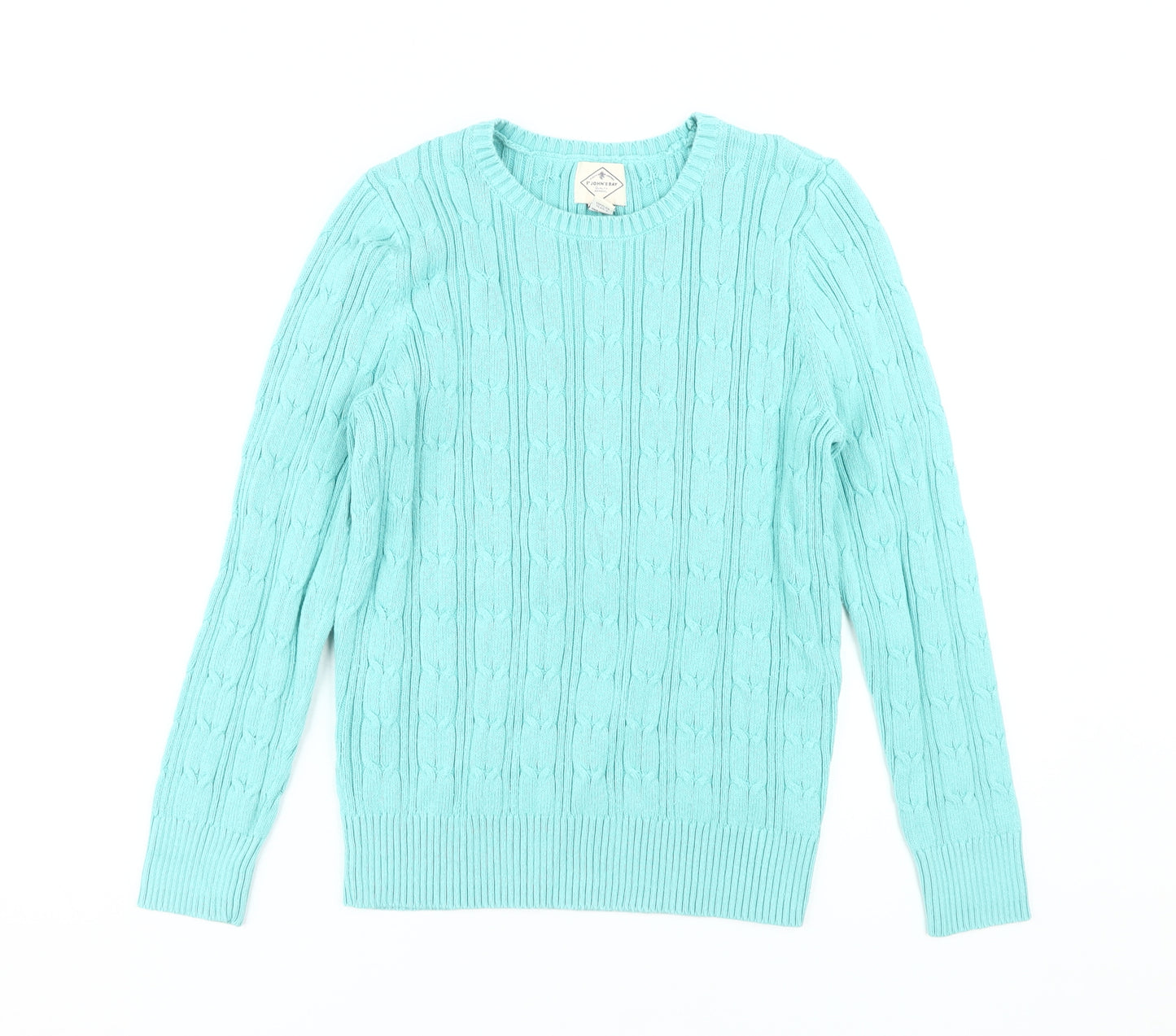 St John's Bay Women's Blue Cable-Knit Pullover Jumper - M
