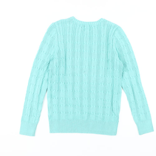St John's Bay Women's Blue Cable-Knit Pullover Jumper - M