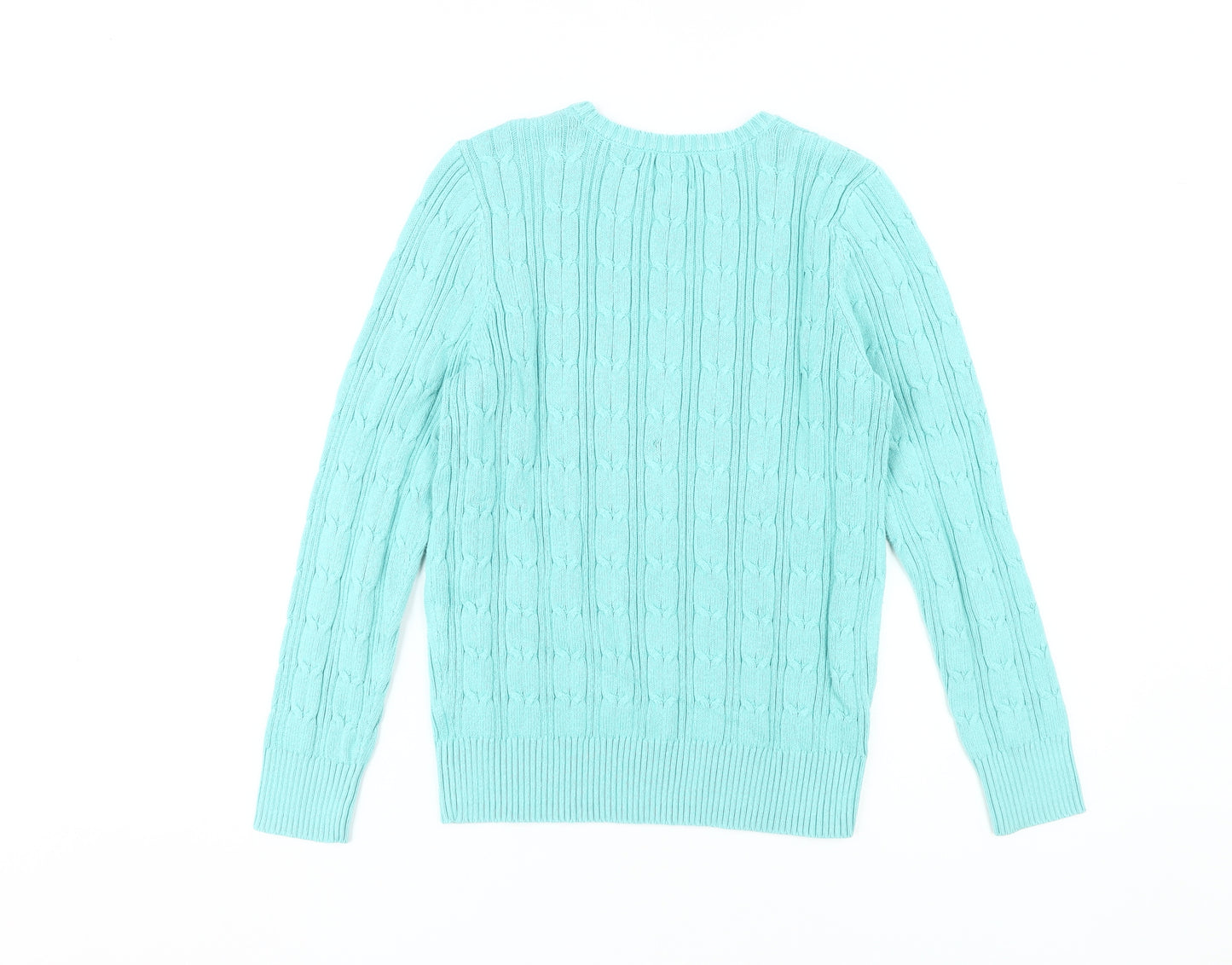 St John's Bay Women's Blue Cable-Knit Pullover Jumper - M