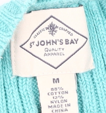 St John's Bay Women's Blue Cable-Knit Pullover Jumper - M