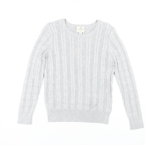 St John's Bay Women's M Grey Cable-Knit Pullover Jumper