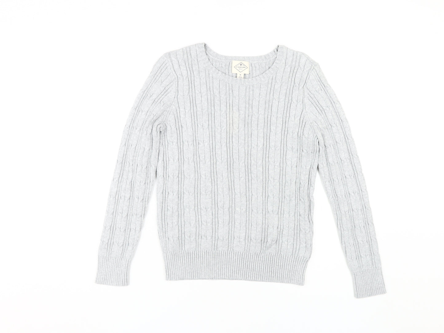 St John's Bay Women's M Grey Cable-Knit Pullover Jumper