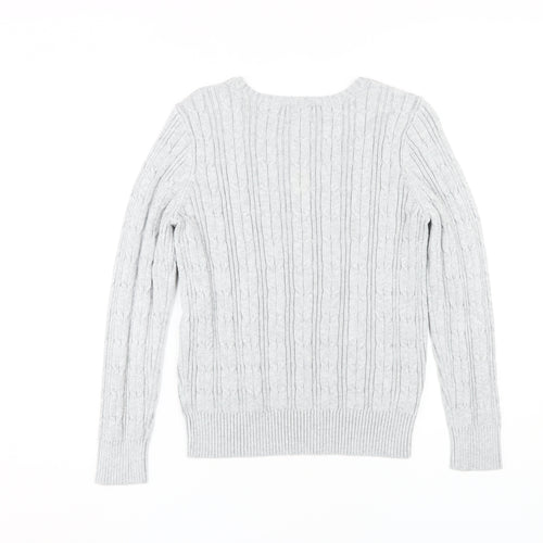 St John's Bay Women's M Grey Cable-Knit Pullover Jumper