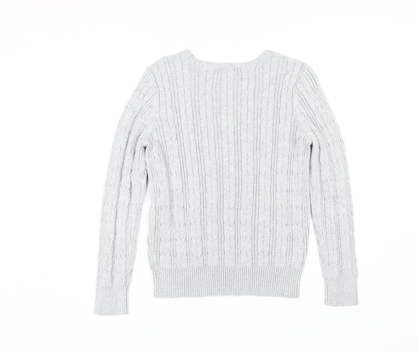 St John's Bay Women's M Grey Cable-Knit Pullover Jumper