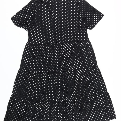 boohoo Women's Black A-Line Polka Dot Dress 12