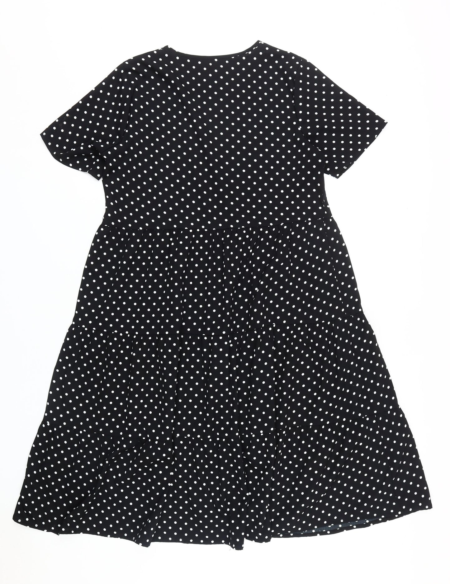 boohoo Women's Black A-Line Polka Dot Dress 12