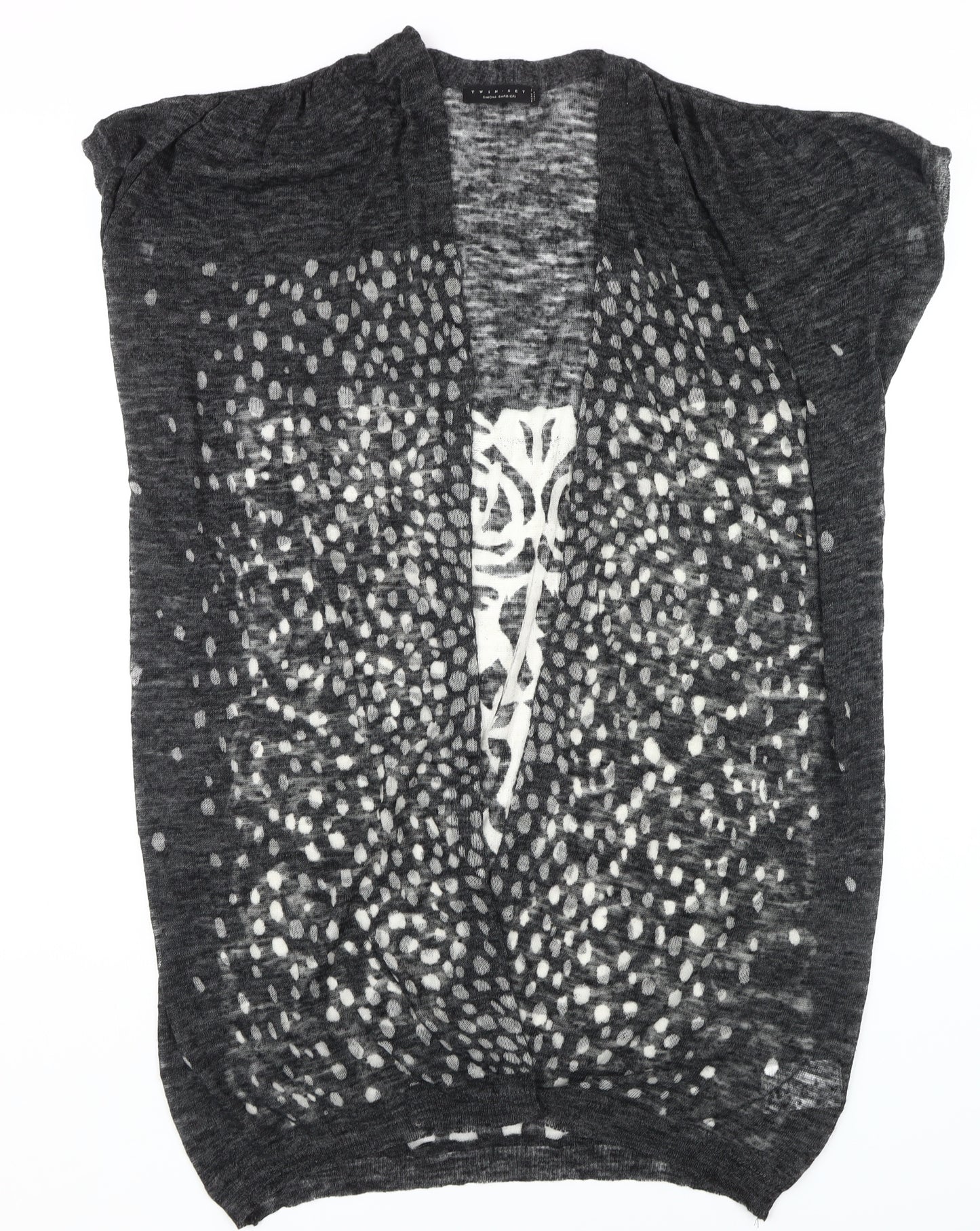 Twin-Set Women's Black Geometric Open-Knit Cape L