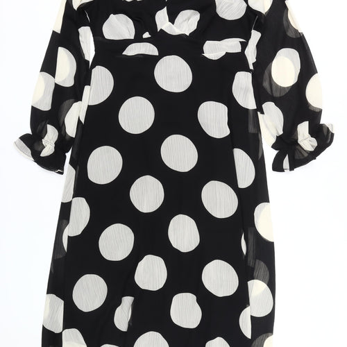 New Look Women Black Polka Dot Dress Size 14