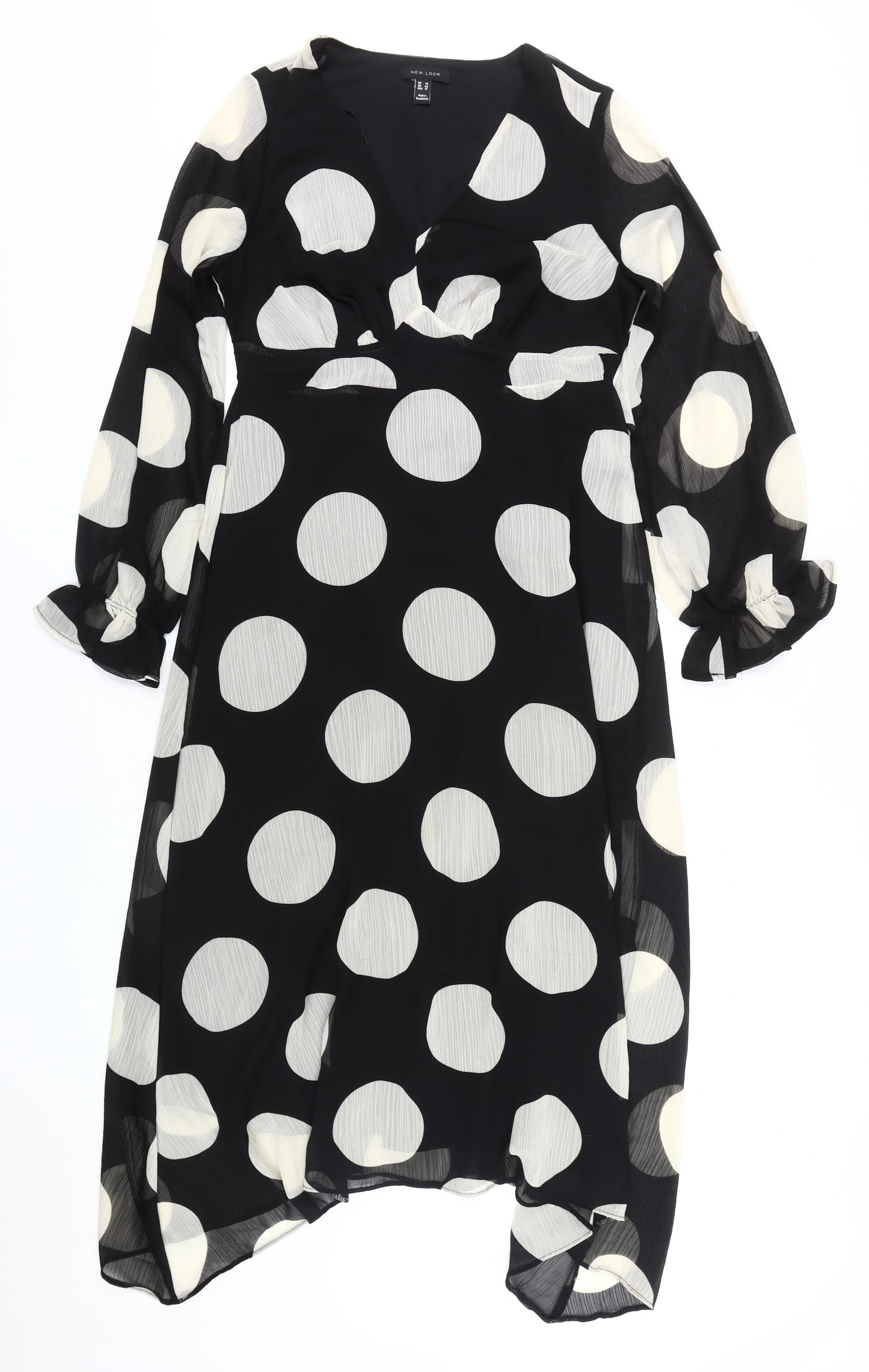 New Look Women Black Polka Dot Dress Size 14
