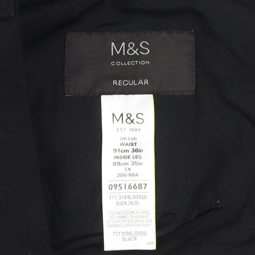 Marks and Spencer Men's Black Dress Pants Regular Fit