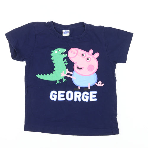 Peppa Pig Boys Blue T-Shirt Short Sleeve Size 5-6 Years