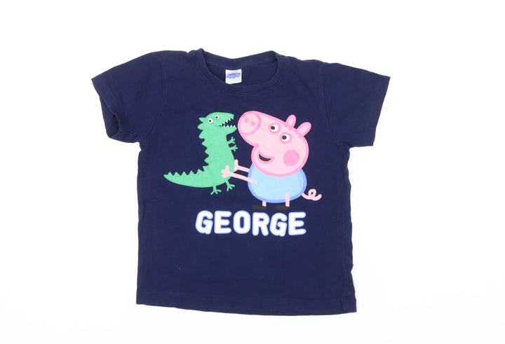 Peppa Pig Boys Blue T-Shirt Short Sleeve Size 5-6 Years