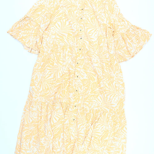 JD Williams Women's Yellow Floral Shirt Dress Size 16