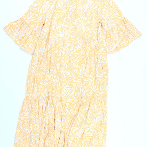 JD Williams Women's Yellow Floral Shirt Dress Size 16