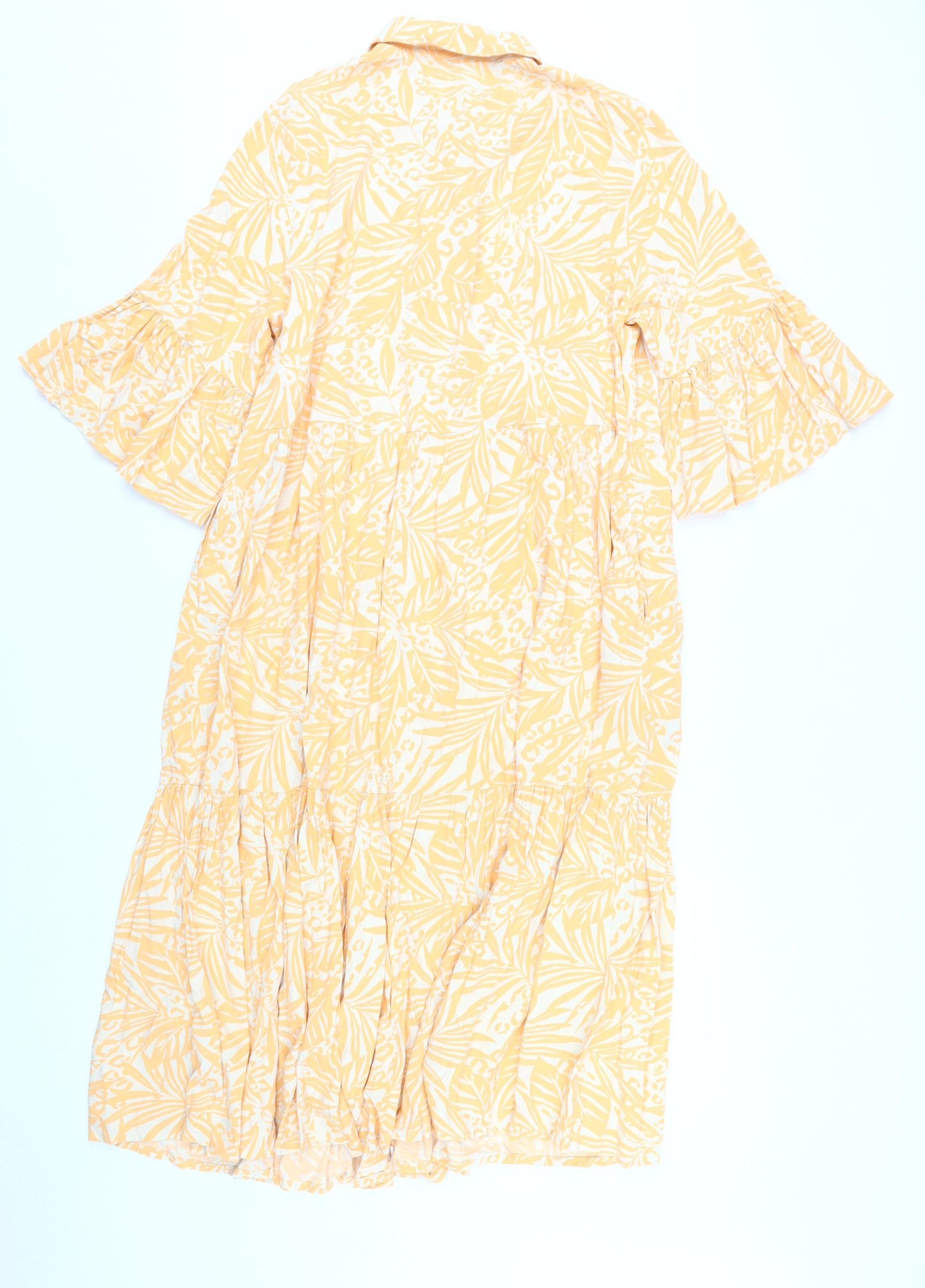 JD Williams Women's Yellow Floral Shirt Dress Size 16