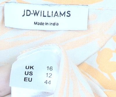 JD Williams Women's Yellow Floral Shirt Dress Size 16