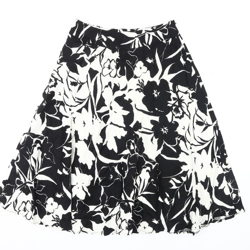 Phase Eight Women's Black Floral A-Line Skirt Size 10