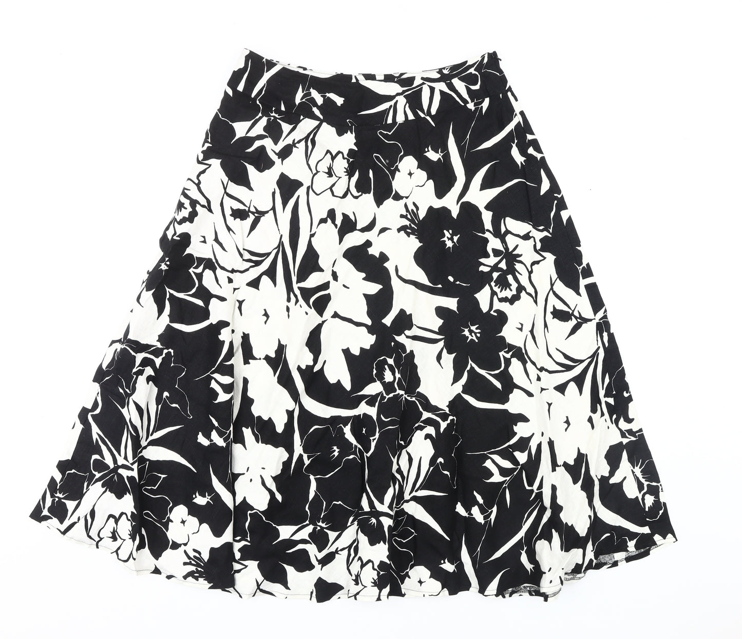 Phase Eight Women's Black Floral A-Line Skirt Size 10