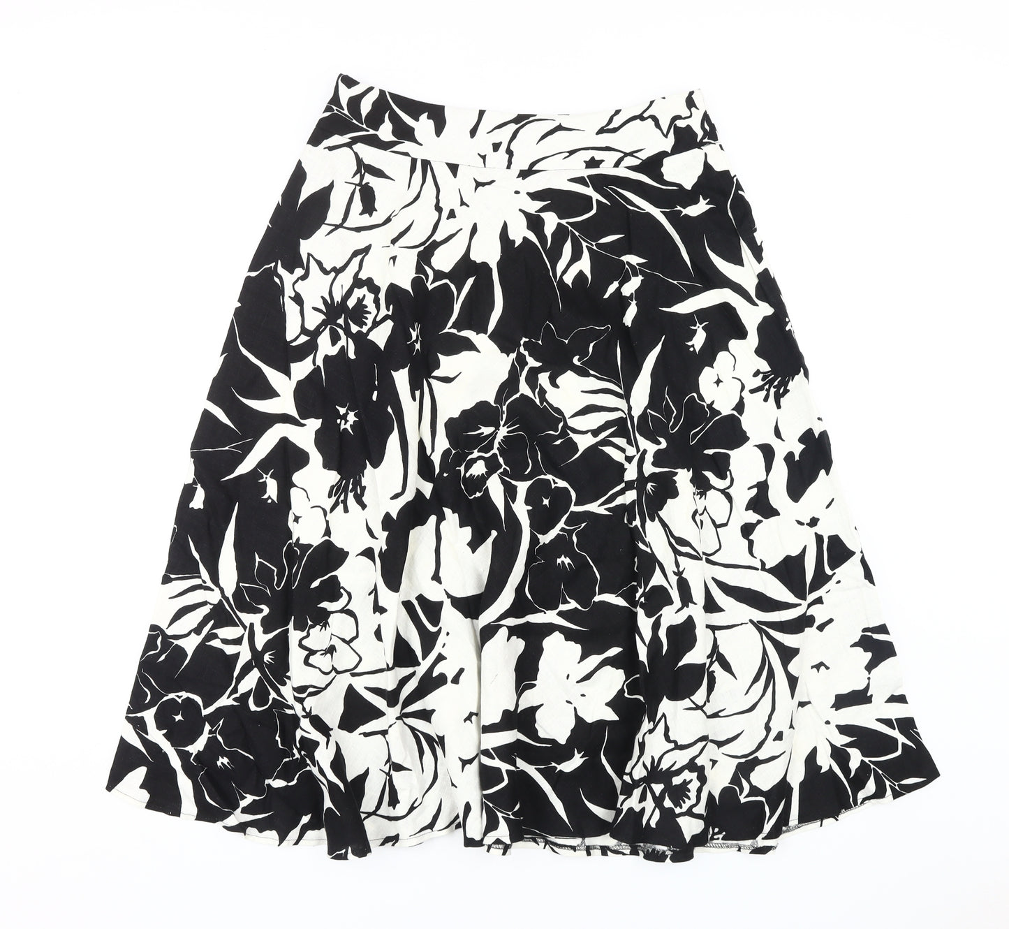 Phase Eight Women's Black Floral A-Line Skirt Size 10