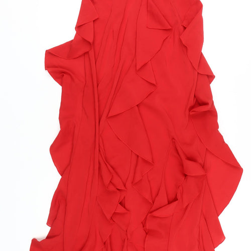 PrettyLittleThing Red Off-Shoulder Ruffled Dress - UK 10