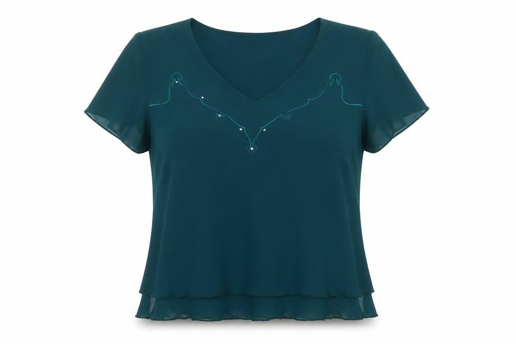 Front view of ID Collection Women’s Green Blouse, size UK 16