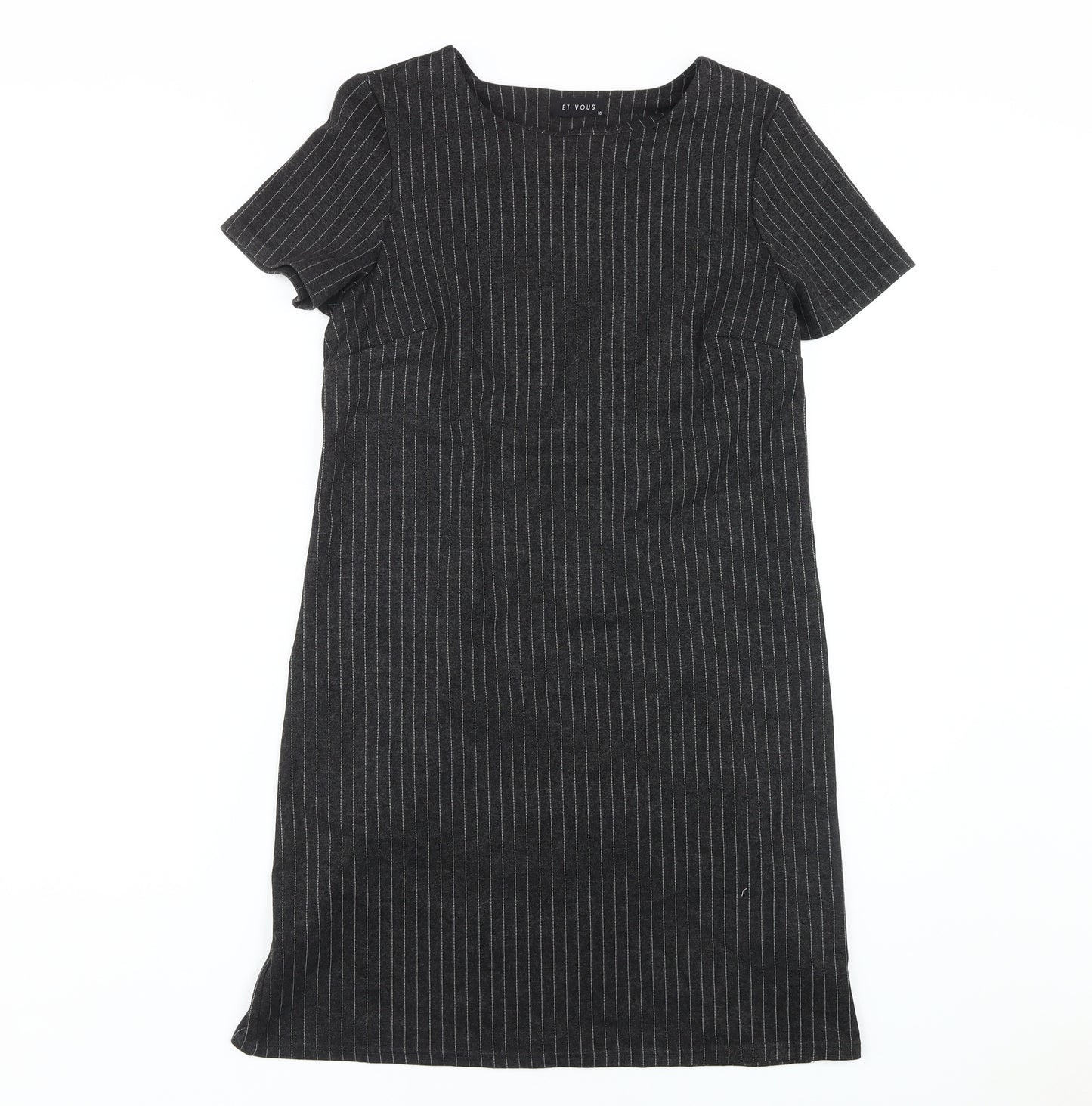 Et Vous Women's Black Striped Shift Dress Size 10