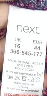 Next Women's Multicoloured Floral Linen Dress, Size 16