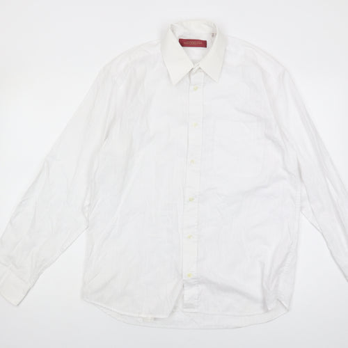 Greenwoods Men's White Long Sleeve Shirt, Size 15