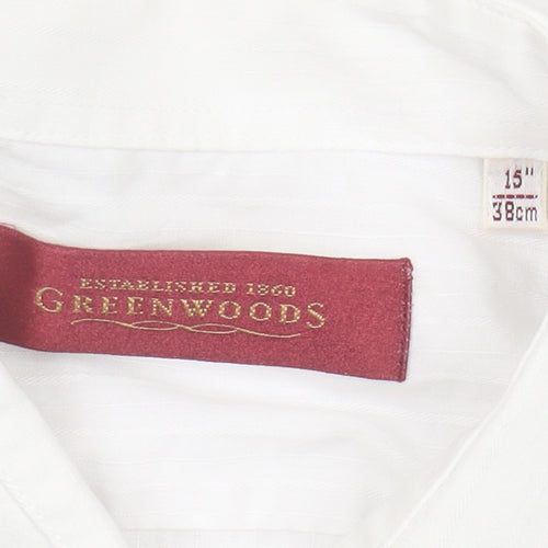 Greenwoods Men's White Long Sleeve Shirt, Size 15