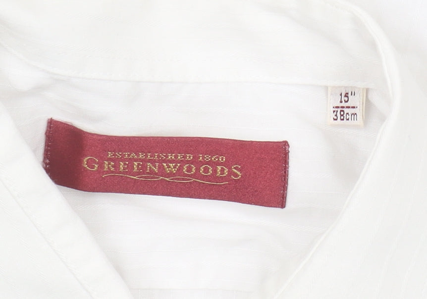 Greenwoods Men's White Long Sleeve Shirt, Size 15
