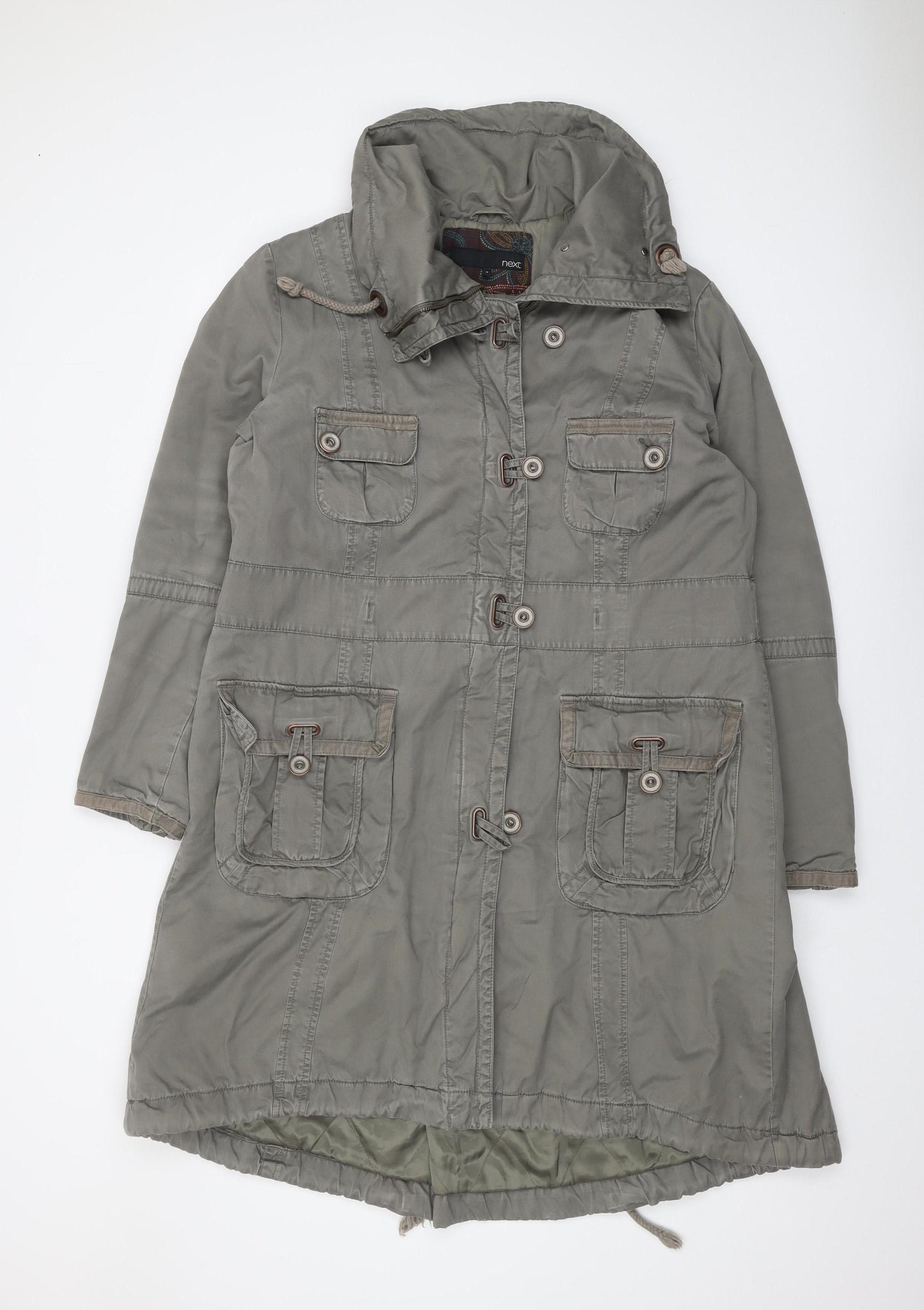 Next Women's Green Parka Coat Size 18 - Hooded & Lined