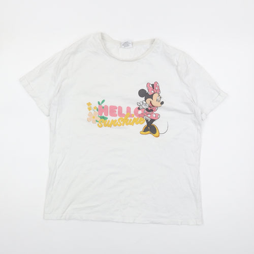 Disney Women's White T-Shirt, Size 14 Cartoon Style