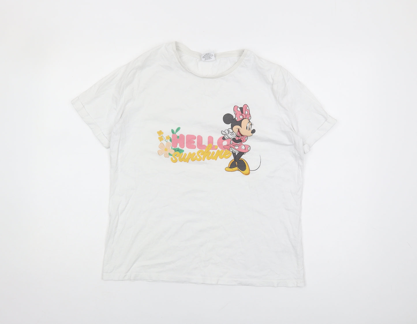 Disney Women's White T-Shirt, Size 14 Cartoon Style