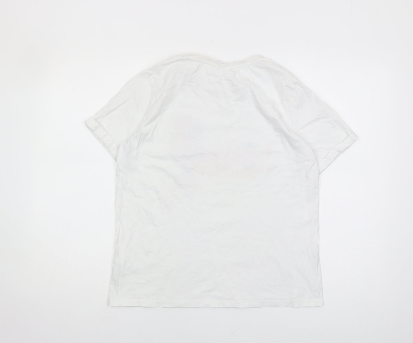 Disney Women's White T-Shirt, Size 14 Cartoon Style