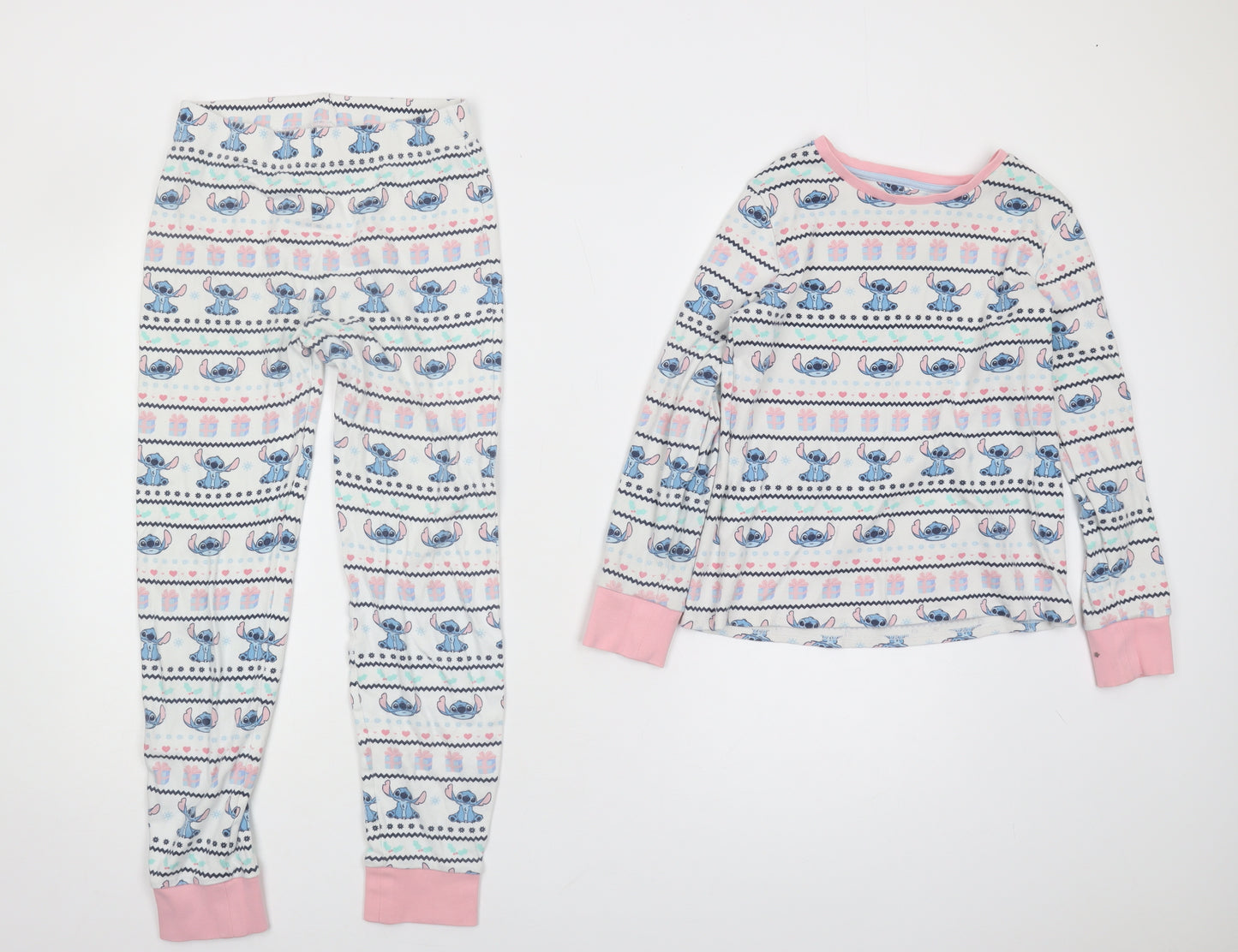 George Girls Lilo & Stitch Pyjama Set, Blue/White, 11-12 Years